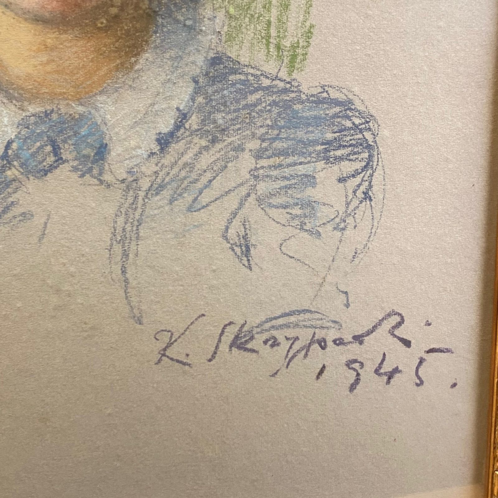 Pastel Portrait Of A Girl 1945 photo furniture