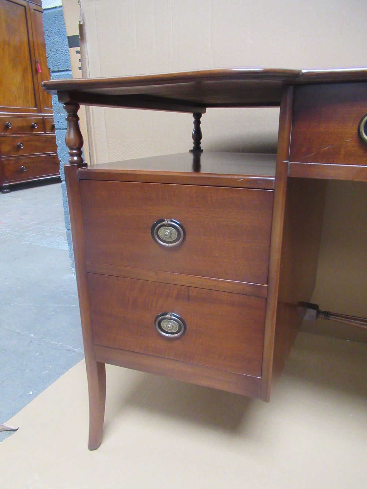 Mahogany Knee Hole Desk, 1950s photo vintage