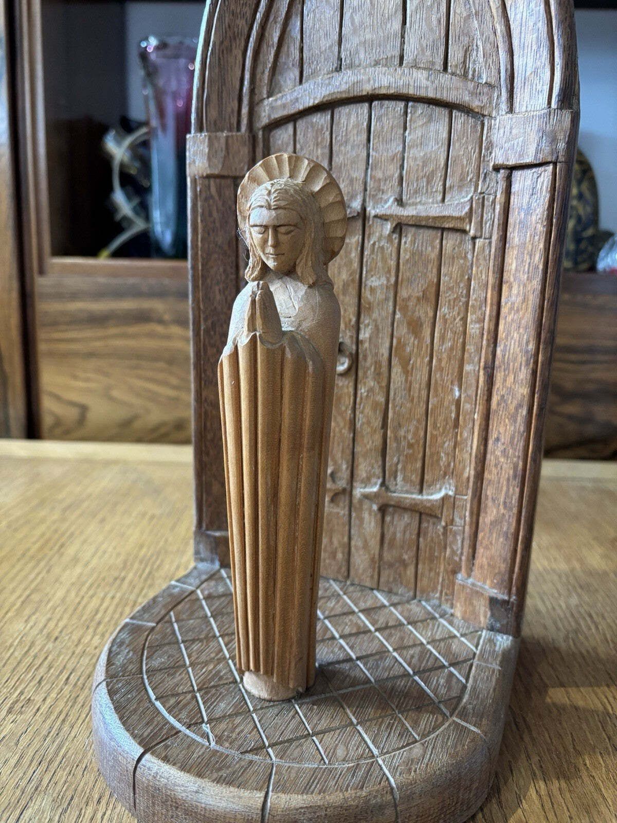 Mid Century Carved Oak Table Lamp Base photo 280.0