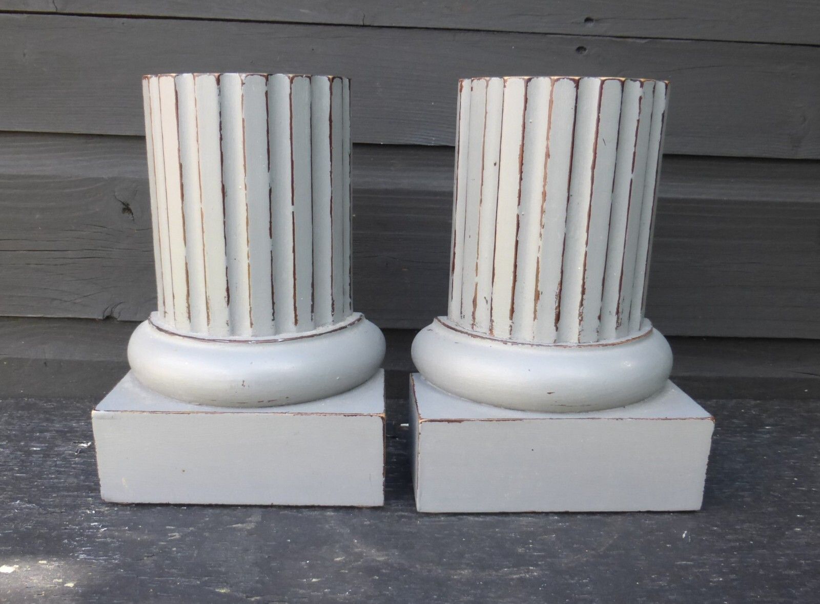 The 'Bombay Company' Grey Painted Wood Classic Pillar Column Bookends 18cms High photo buy