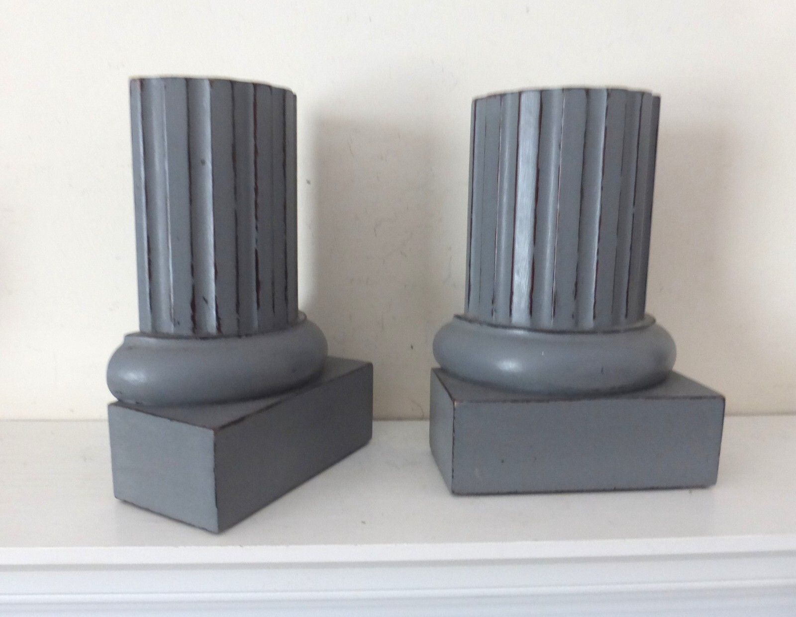 photo buy The 'Bombay Company' Grey Painted Wood Classic Pillar Column Bookends 18cms High