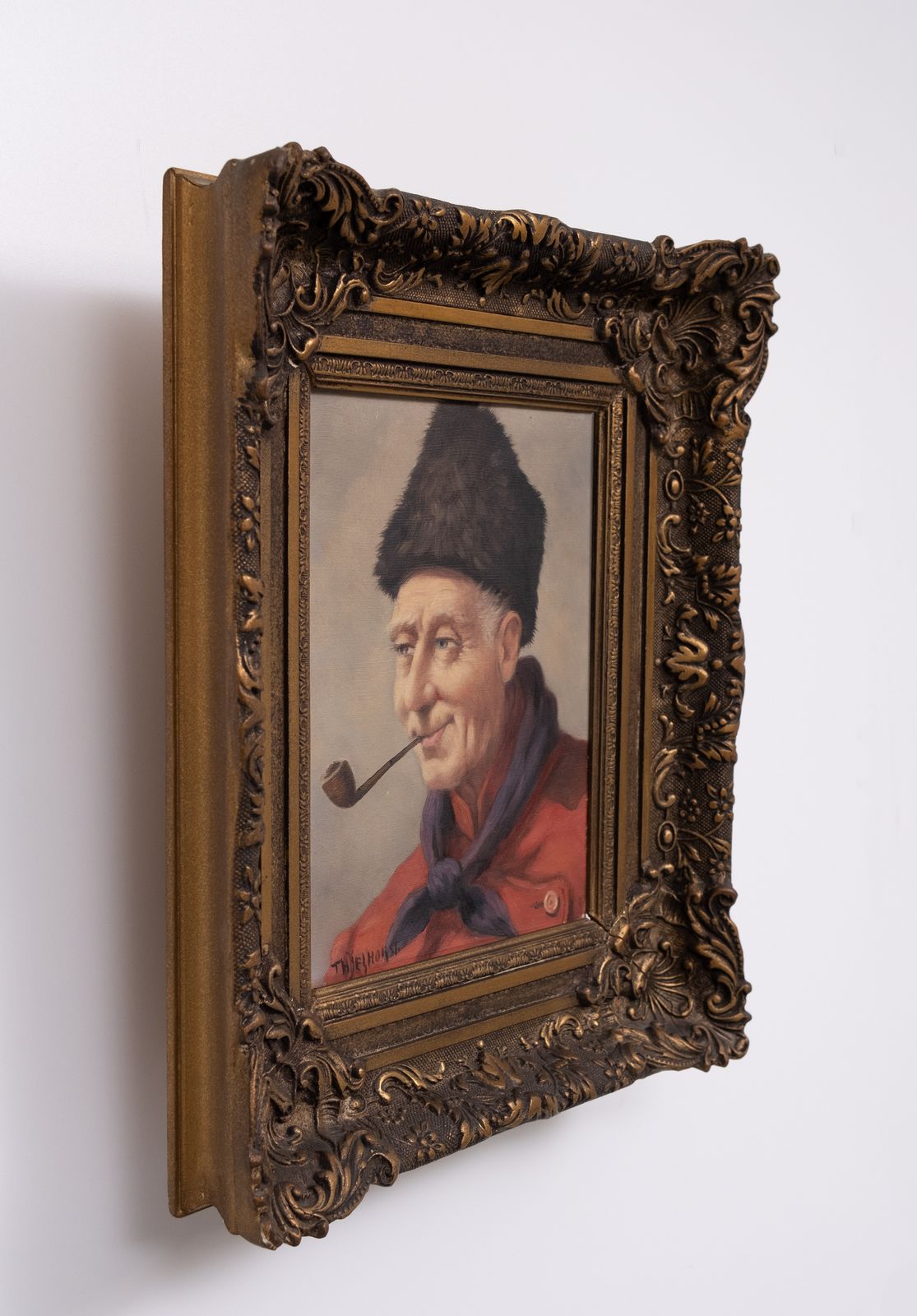 Theodorus Selhorst (1891 1983) Old Men With Pipe .Oil Painting . photo for sale