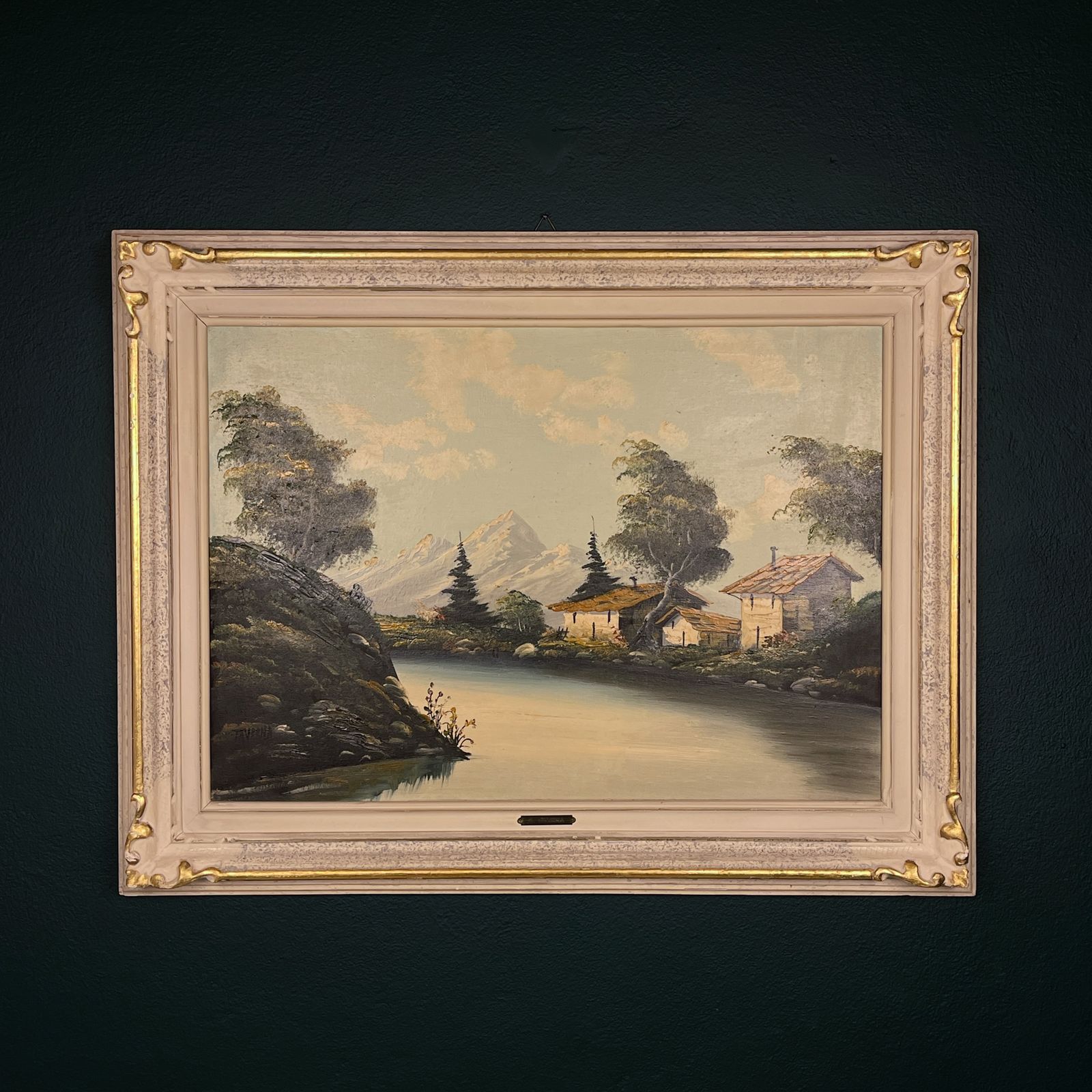 photo buy Groot Landschapsschilderij In Olieverf Door G. Taverna (1814–1878), Gesigneerd, Zwitsers, 19e Eeuw