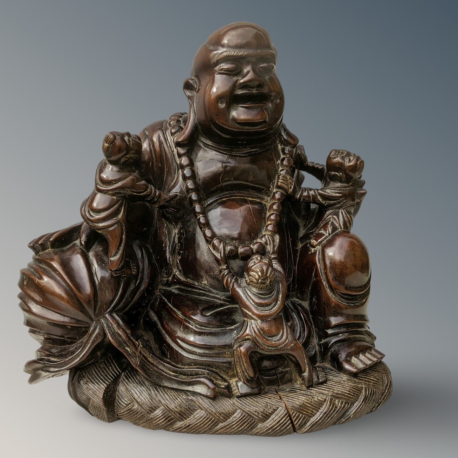 Large Antique Chinese Carved Hardwood Buddha photo for sale