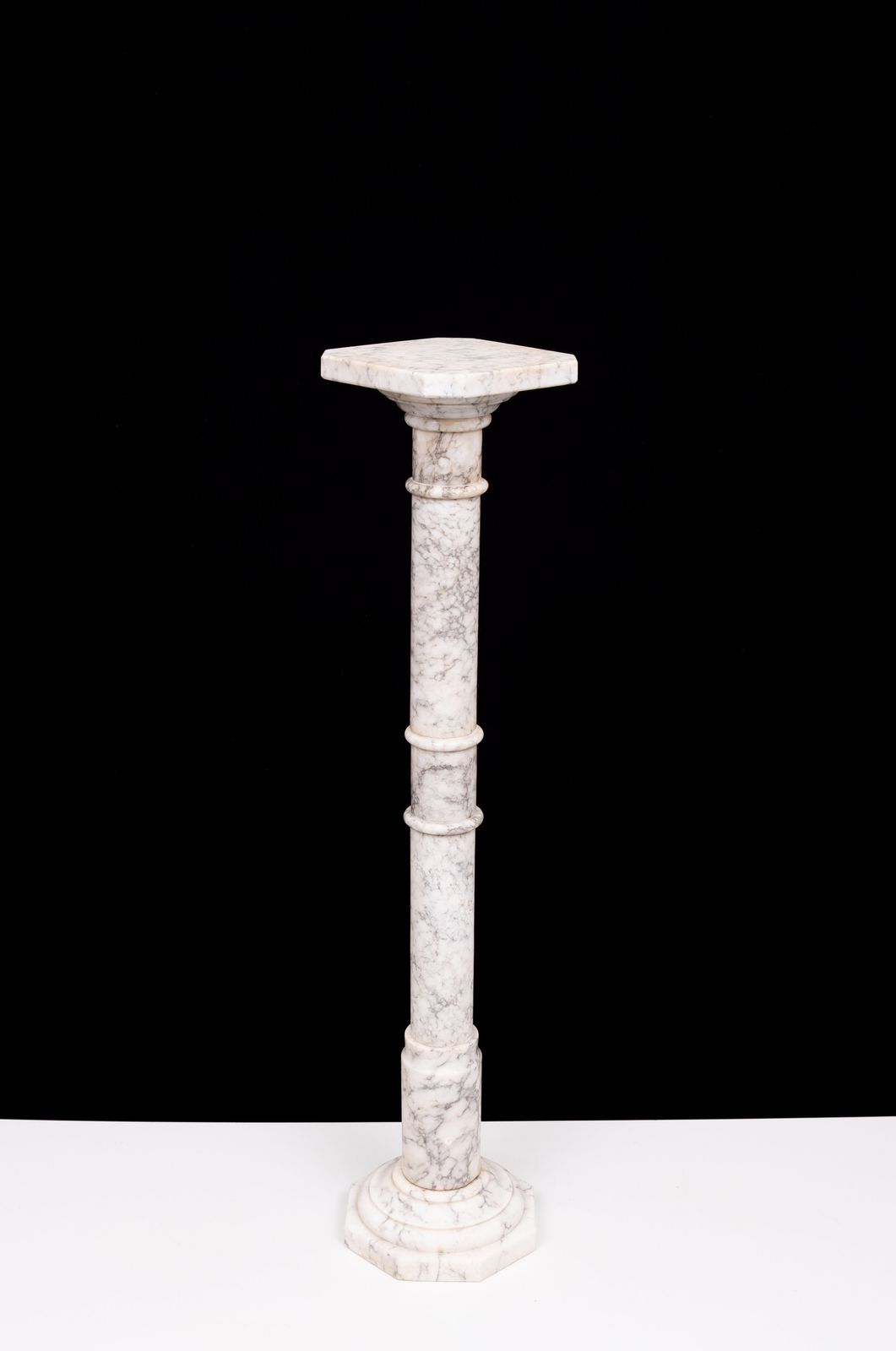 An Antique Italian Ring Turned Alabaster Pedestal 19th Century photo vintage