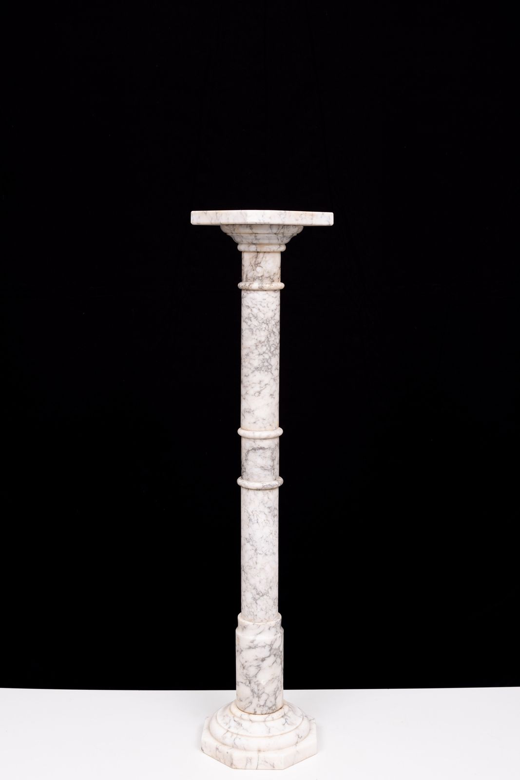 Furniture An Antique Italian Ring Turned Alabaster Pedestal 19th Century photo