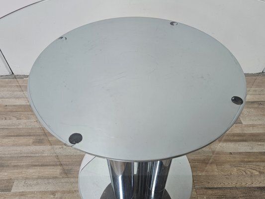 photo for sale Vintage Metal Table With Round Glass Top, 1970s