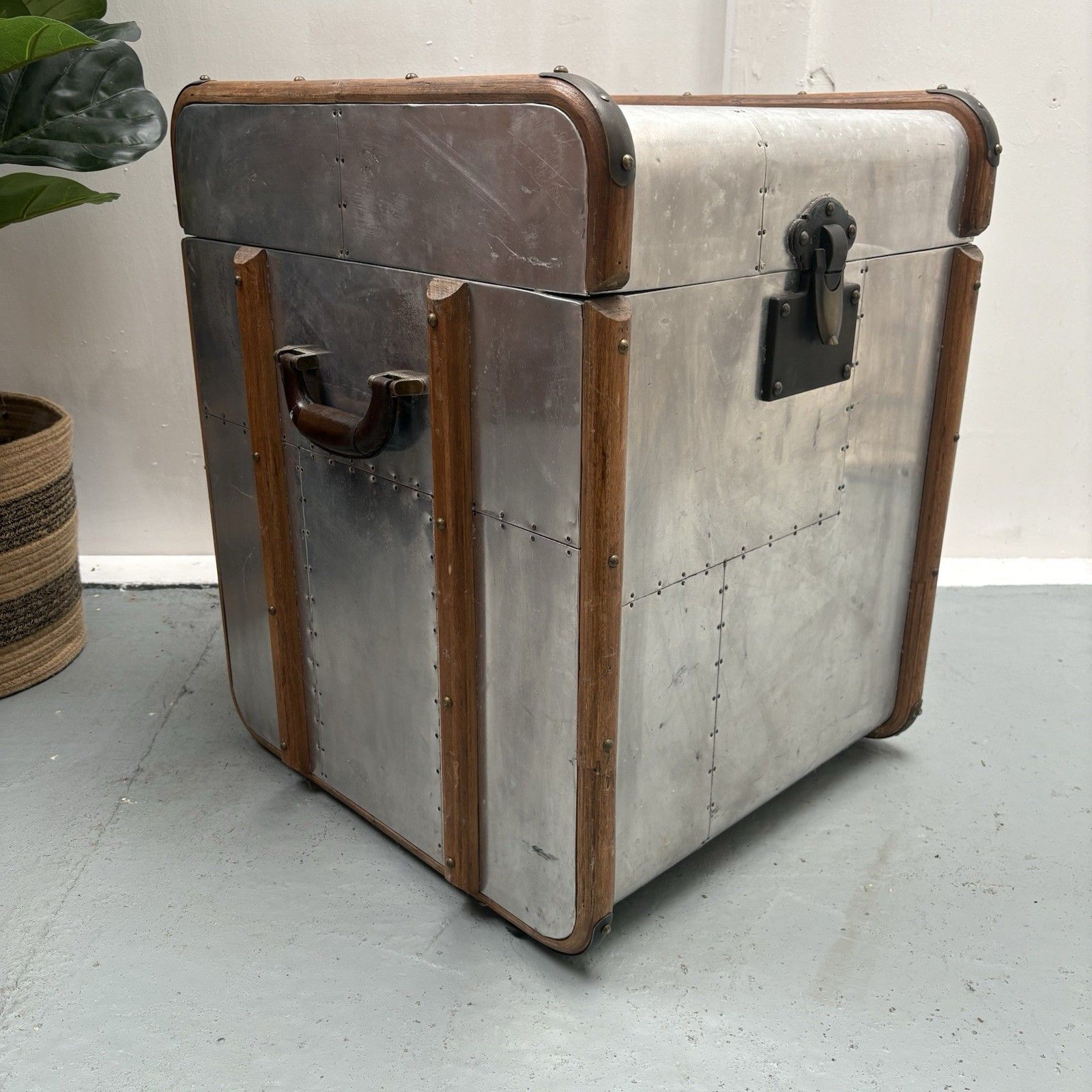 Industrial Aluminium Aviator Style Side Table Storage Box