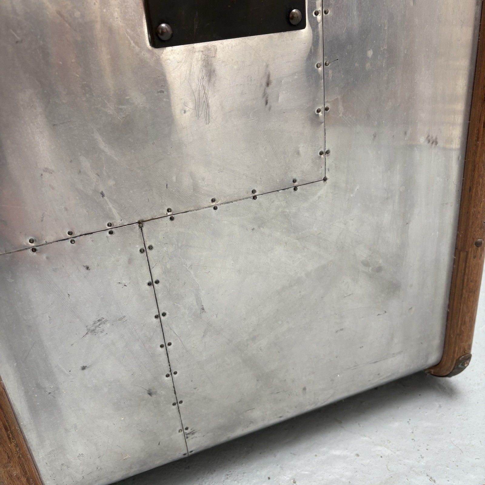 Industrial Aluminium Aviator Style Side Table Storage Box photo vinterior