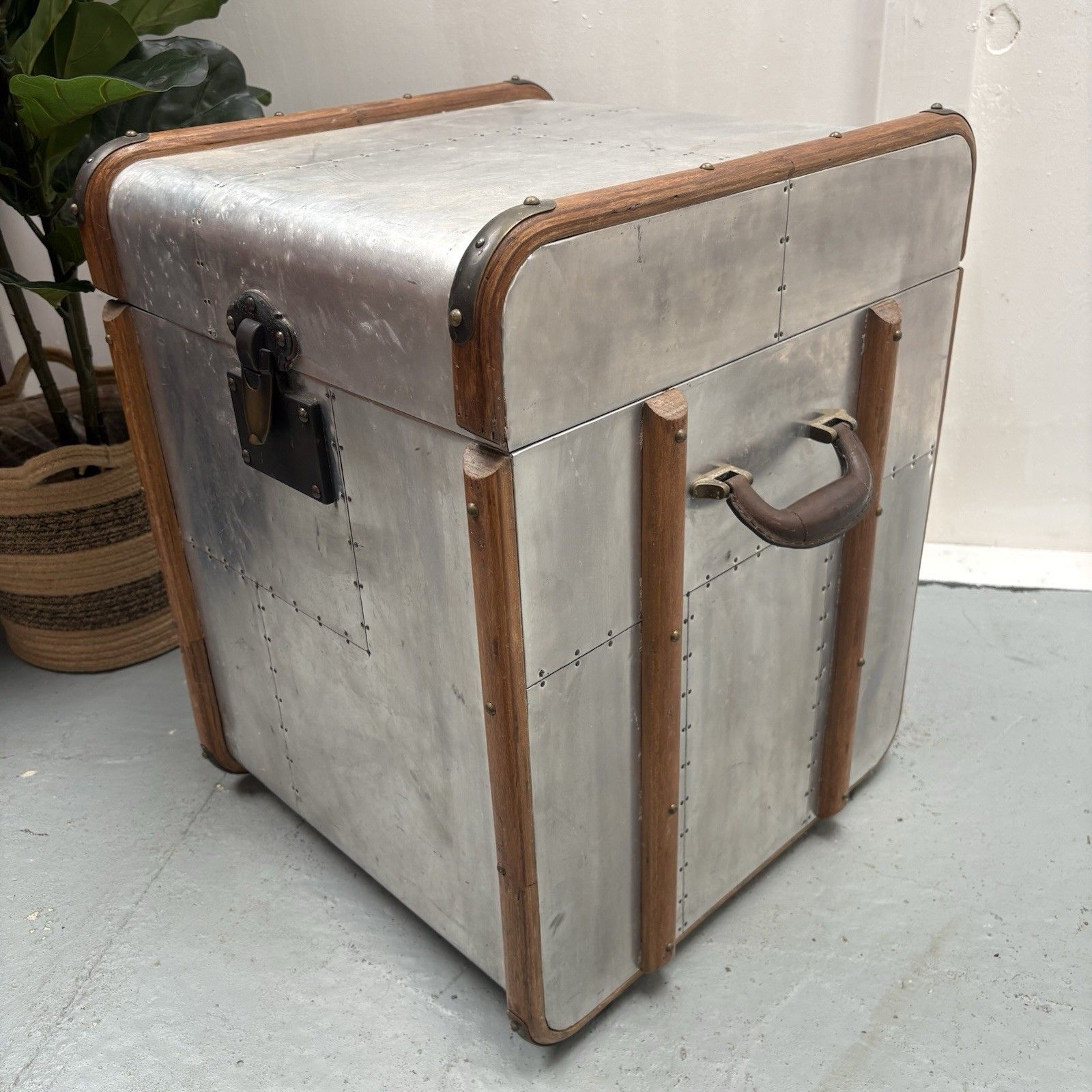 photo for sale Industrial Aluminium Aviator Style Side Table Storage Box