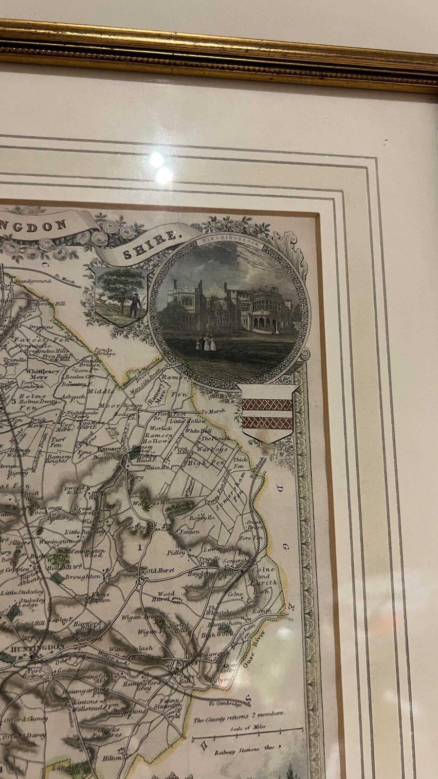 Framed 19th Century Map Of Huntingdonshire By Thomas Moule – Decorative Antique County Map photo 129.0