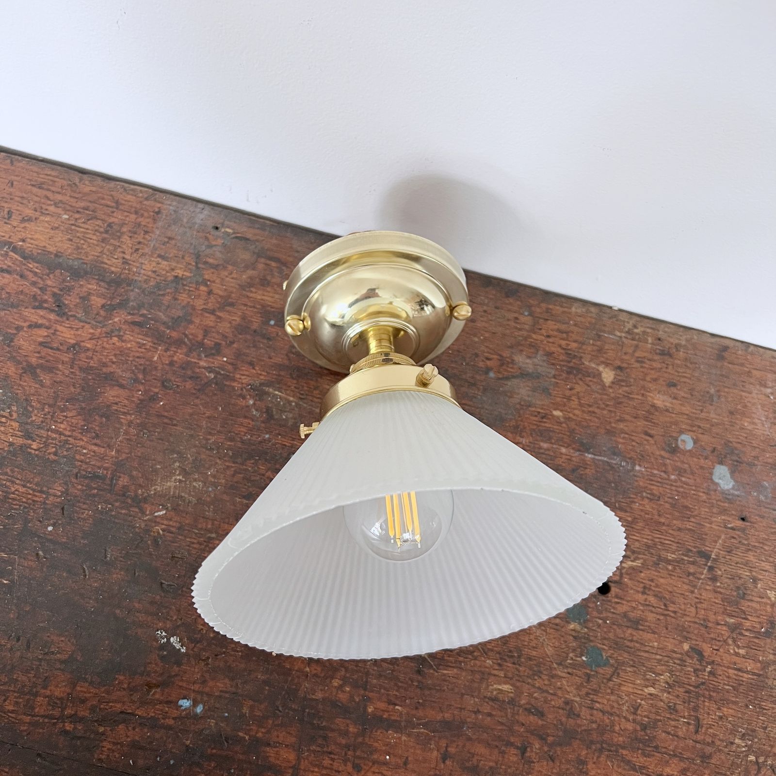 Frosted Conical Polished Brass Flush Fitting Lights photo Lighting