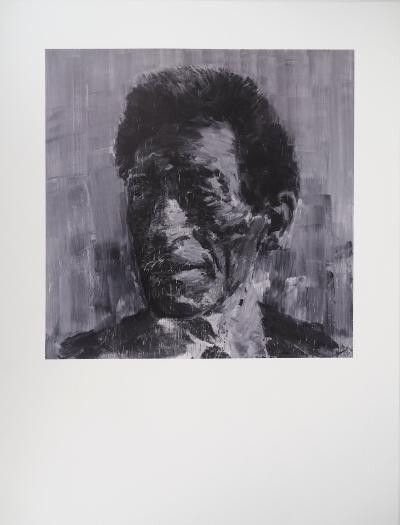 Yan Pei Ming Portrait Of Giacometti Four Color 2007 85x65 Cm