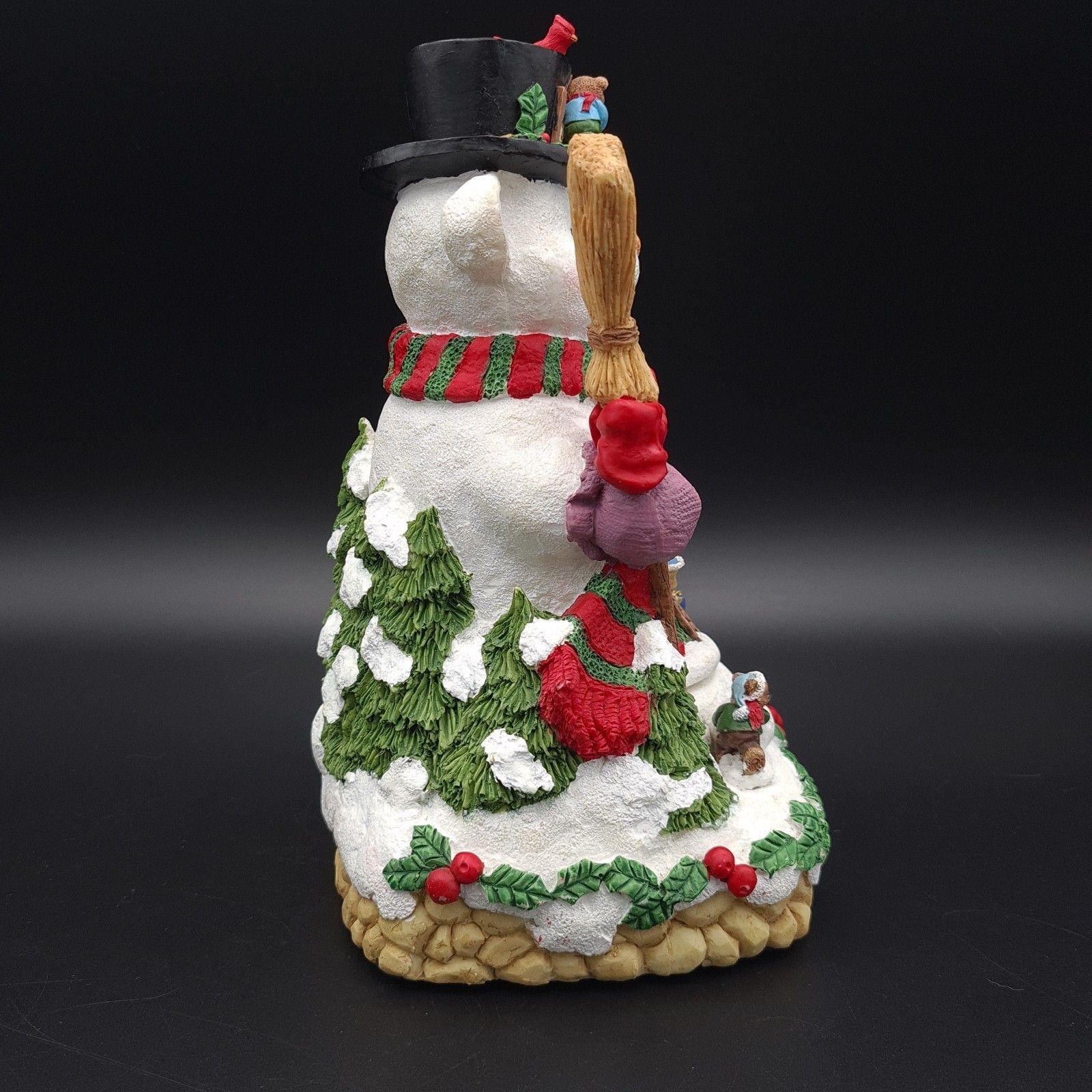 Light Up Christmas Music Box Teddy Bear Snowman & Bears Playing To Xmas Song photo vintage