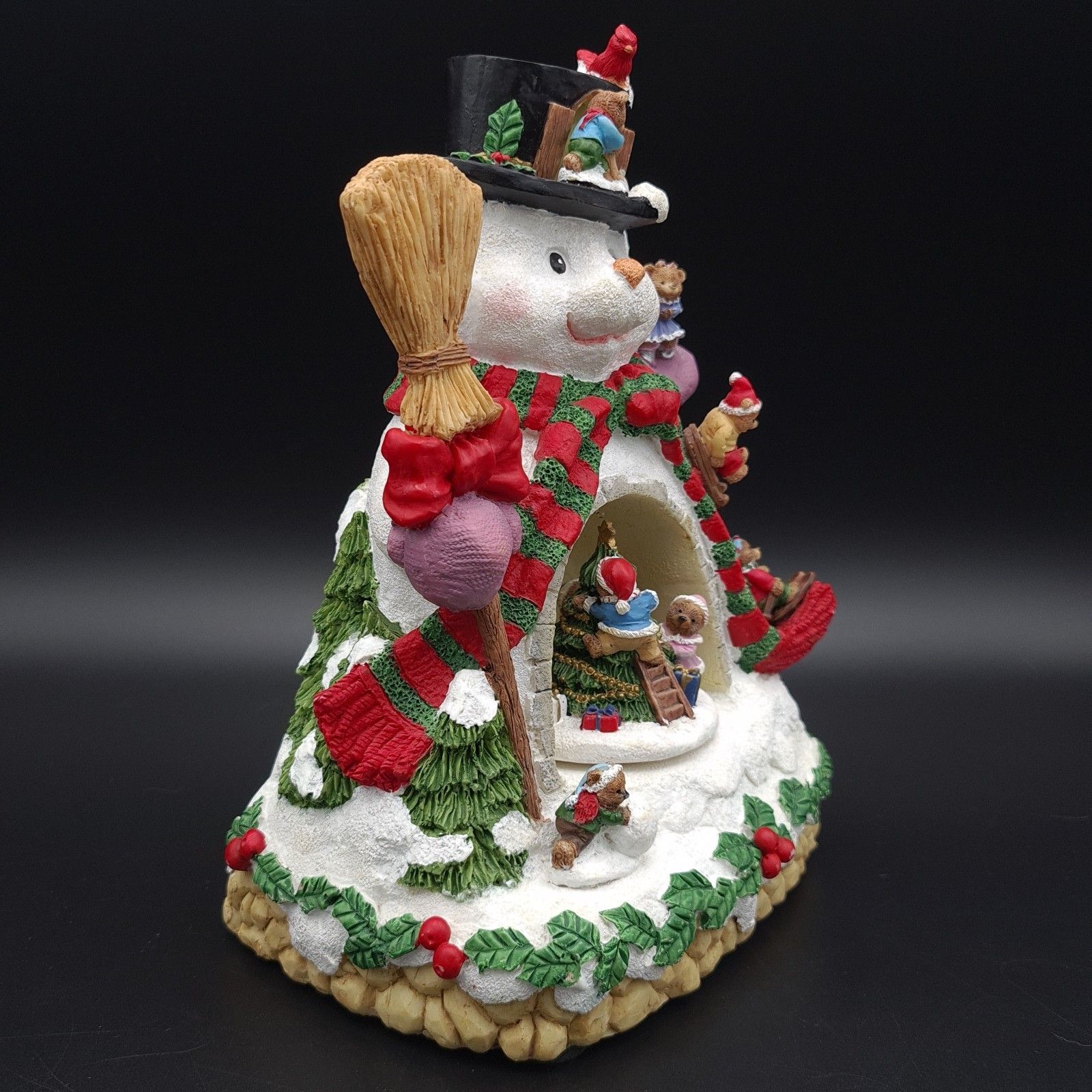 photo furniture Light Up Christmas Music Box Teddy Bear Snowman & Bears Playing To Xmas Song