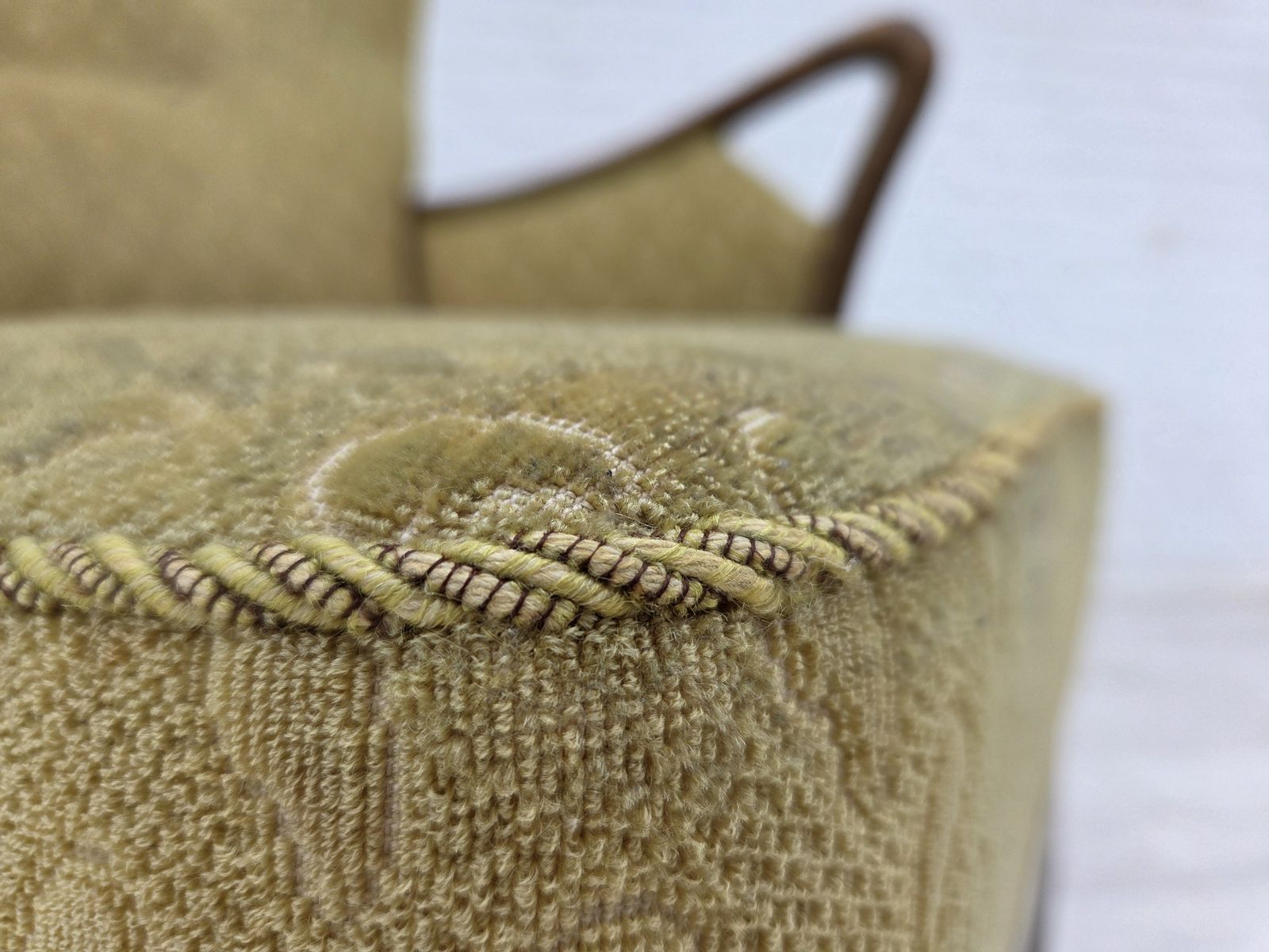photo buy 1960s, Danish Armchair By Slagelse Møbelværk, Model 157, Velour.