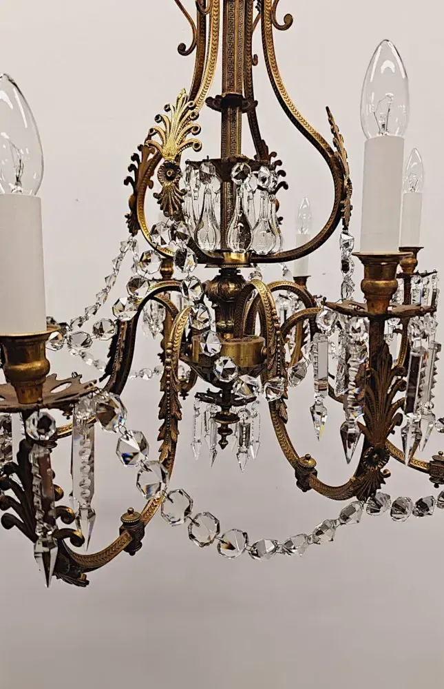 photo furniture A Very Rare Large 19th Century French Gilt Bronze And Crystal Eight Branch Rewired Gasolier