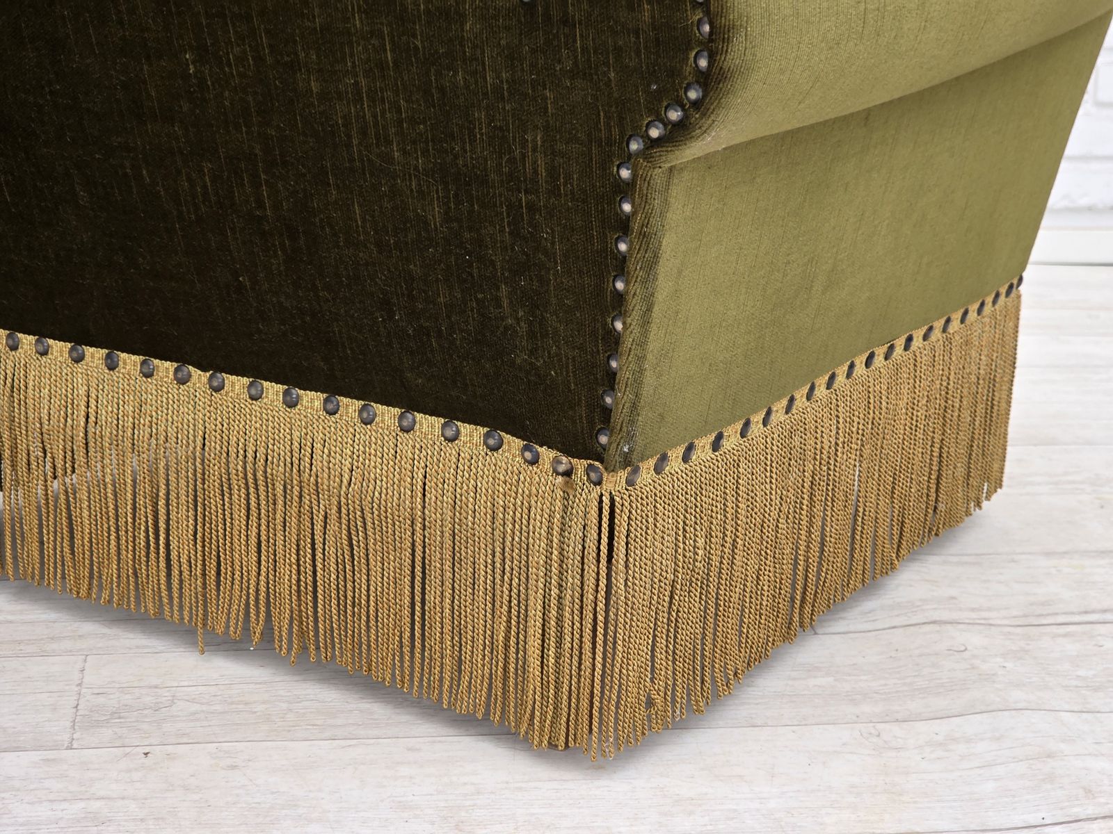 1970s, Danish Lounge Chair, Low, Furniture Velour, Ash Wood Legs. photo vinterior
