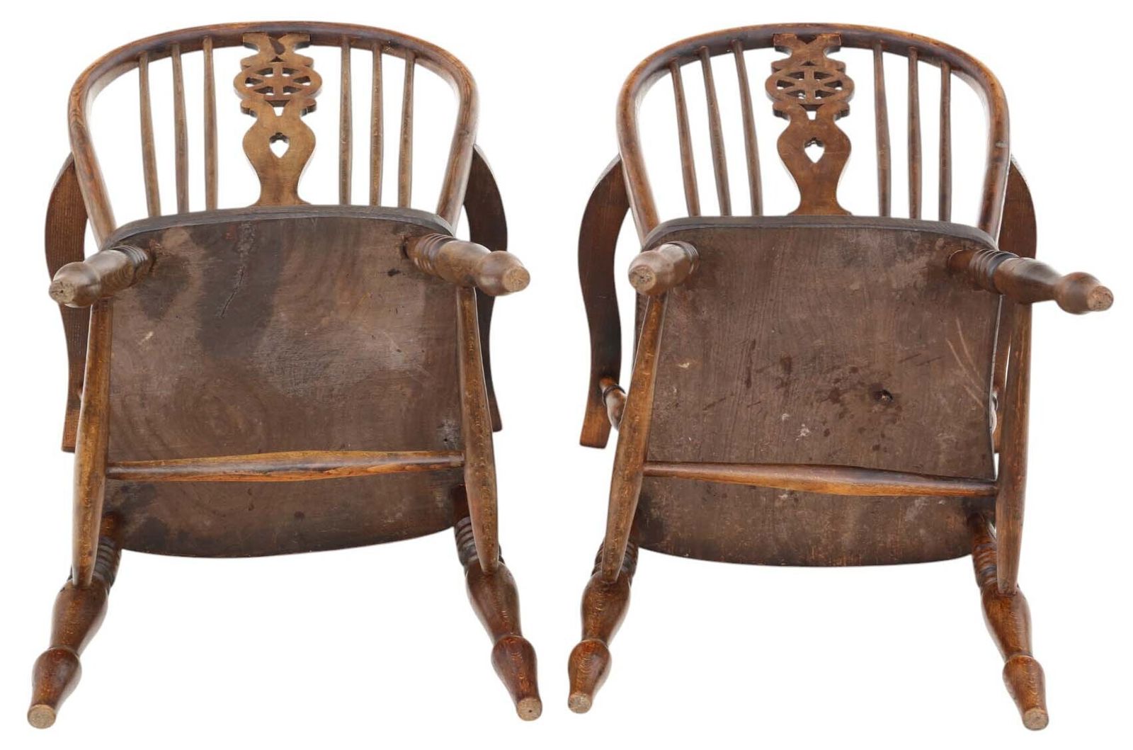 photo buy Antique Harlequin Set Of 8 (6 Plus 2) Ash Elm Beech Kitchen Dining Chairs C1910