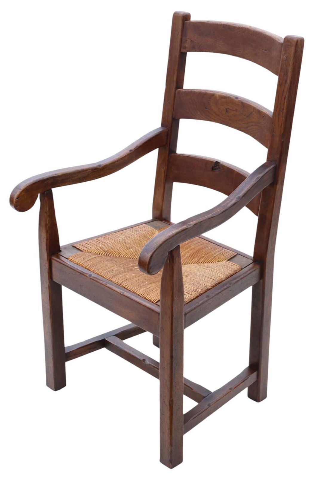 Antique Vintage Set Of 8 Oak Dining Chairs C.1930 – 6 Side Chairs + 2 Armchairs, Heavy Solid Kitchen Seating photo 2995.0
