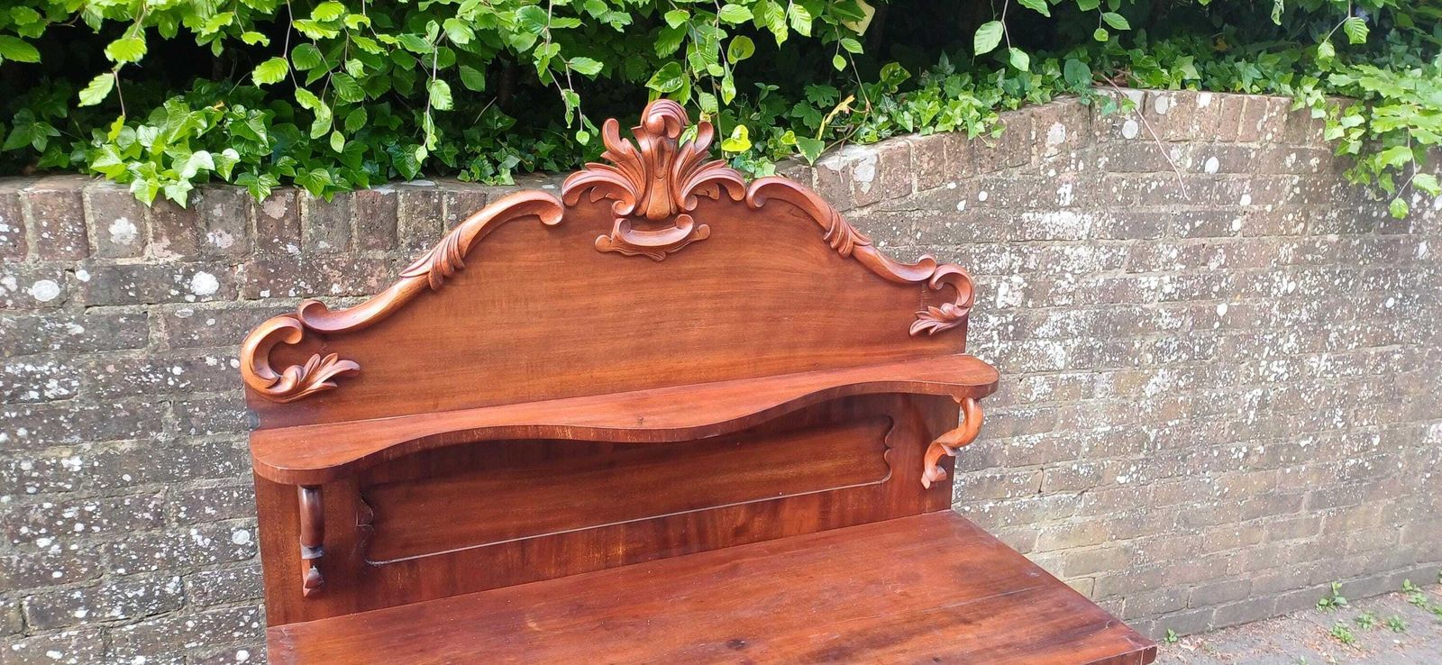 Victorian Rococo Revival Mahogany Chiffoniere 19th Century Antique Sideboard With Carved Pediment & Gothic Panels photo buy