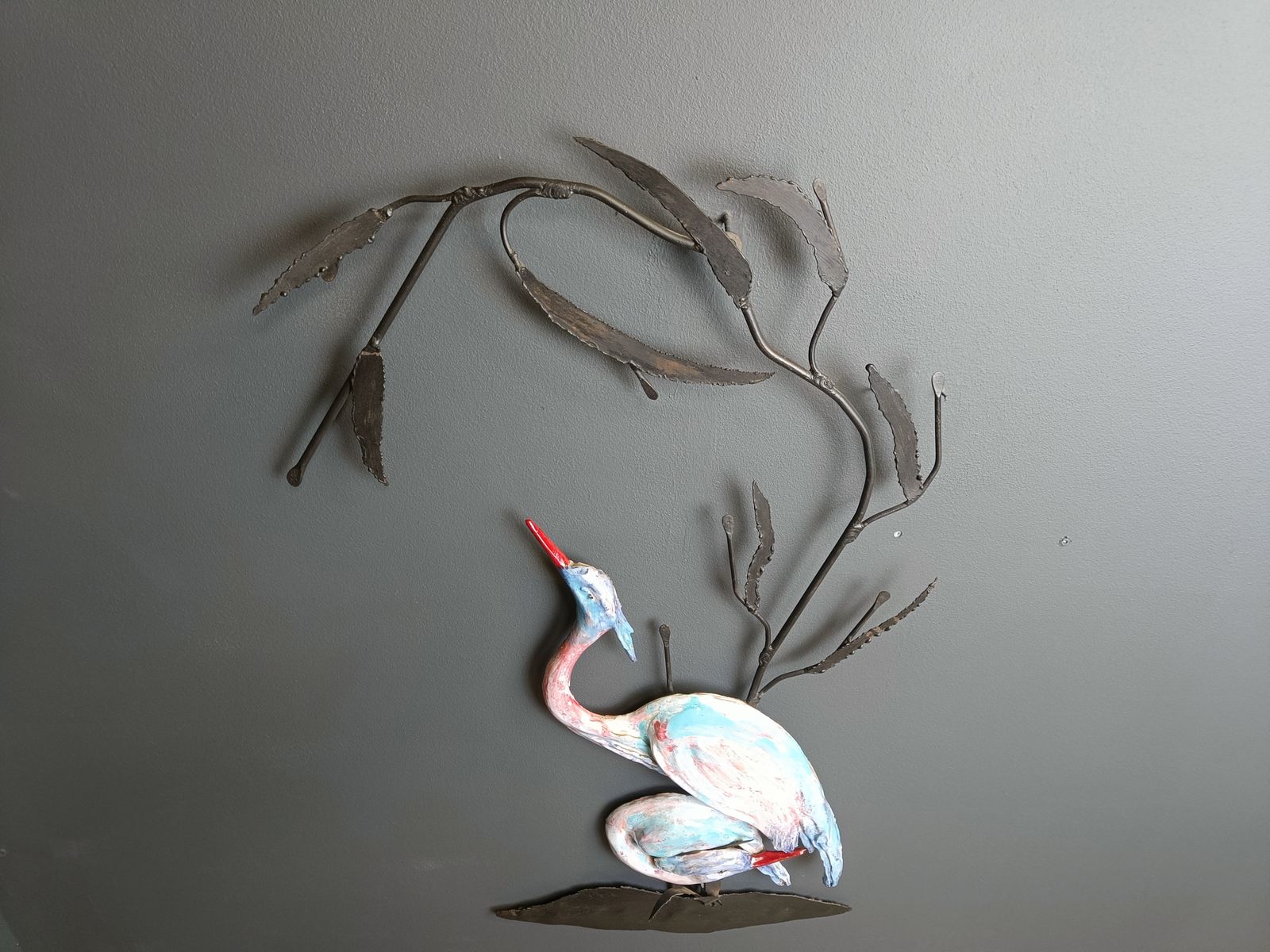 Large Ceramic Héron Or Crane Bird Wall Sculpture, 1970s photo furniture