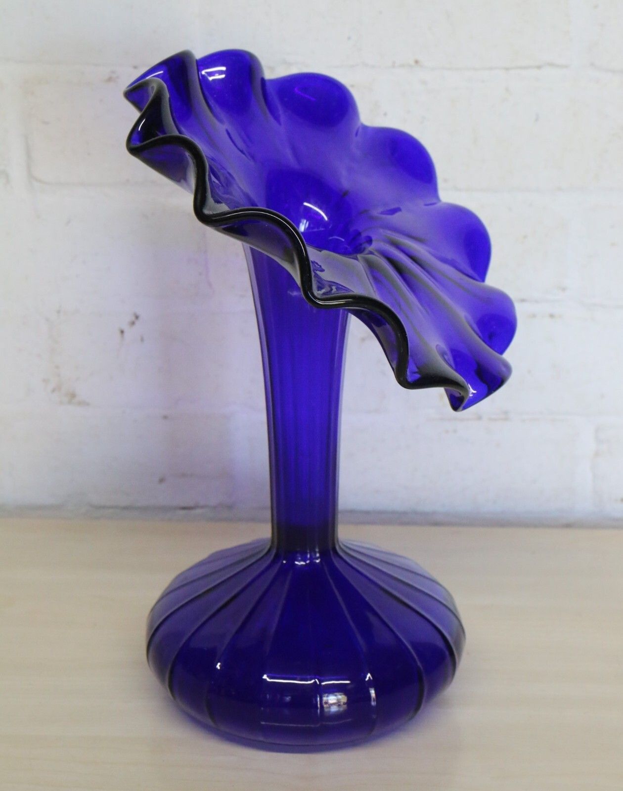 Large Vase Vintage Italian Cobalt Blue Glass Vase Very Striking Approx. 1960's. photo furniture