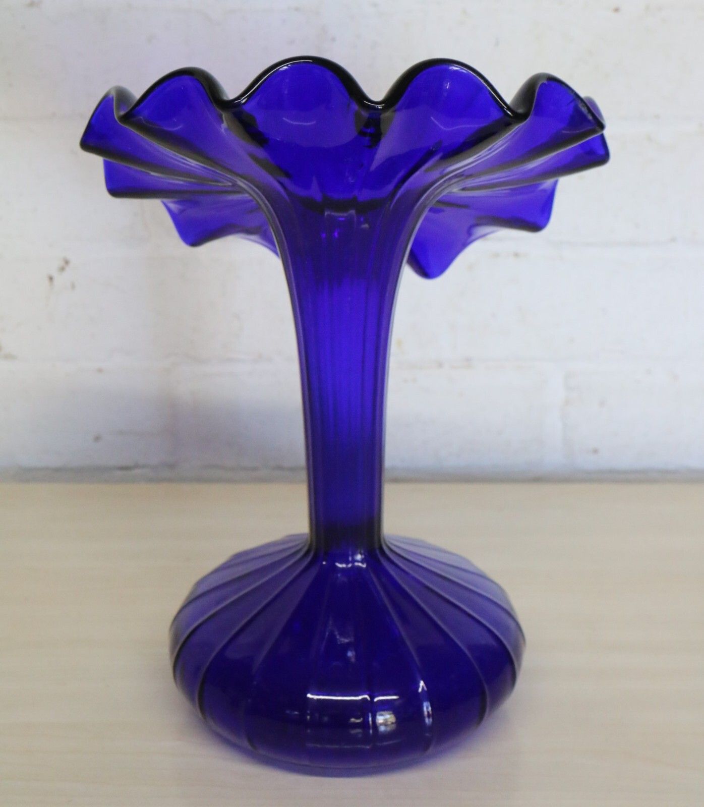 Large Vase Vintage Italian Cobalt Blue Glass Vase Very Striking Approx. 1960's. photo for sale