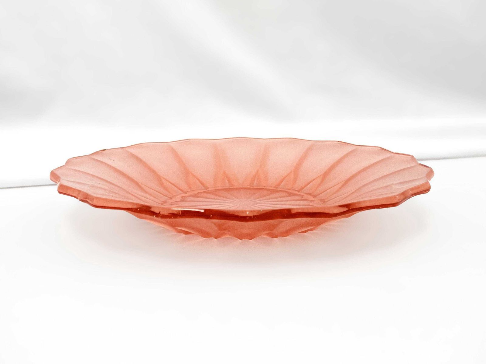 photo furniture Pink Glass Art Deco Plates Pair Vintage Glassware Kitchenware Tableware 1930s Home Decor