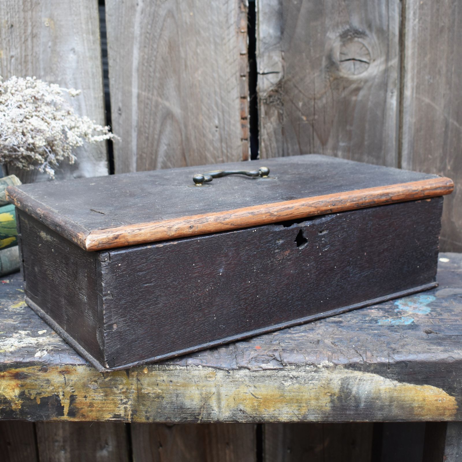 Antique 18th Century Daniel Dolley Ironmongers Drapers Oak Candle Box Case photo vintage