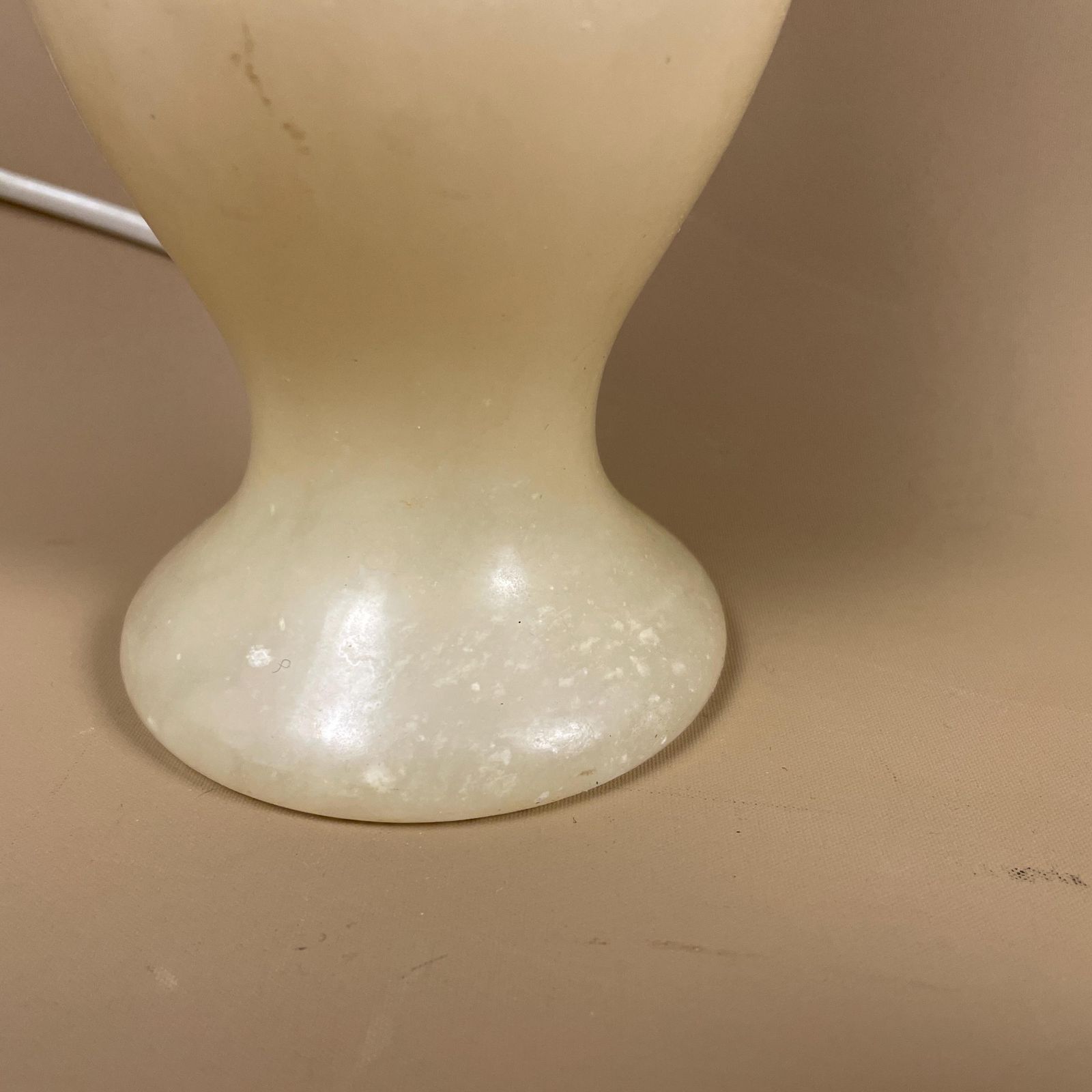 Antique Onyx Marble Lamp Light Bedside Table Desk Vintage Cream Marbled Round Stone Heavy photo Lighting