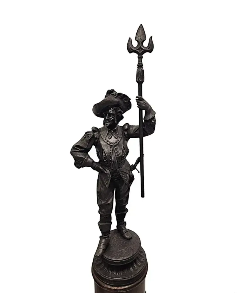 A Rare Pair Of 19th Century Spelter Figural Cavalier Sculptures photo for sale