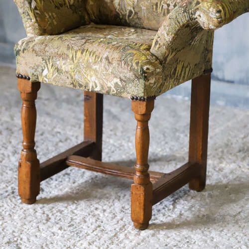 Bespoke Child’s Throne Chair   Oak & Exquisite Upholstery   English Early 20th‑Century photo 495.0