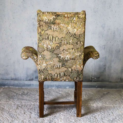 photo vintage Bespoke Child’s Throne Chair   Oak & Exquisite Upholstery   English Early 20th‑Century
