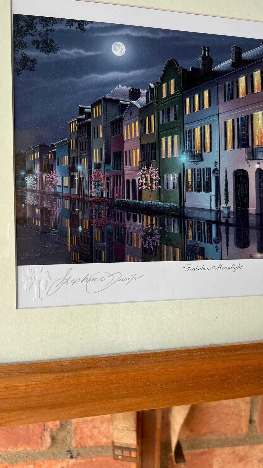 Signed Stephen O Gunter Rainbow Row And Battery Moonlight Charleston Picture Set photo Art