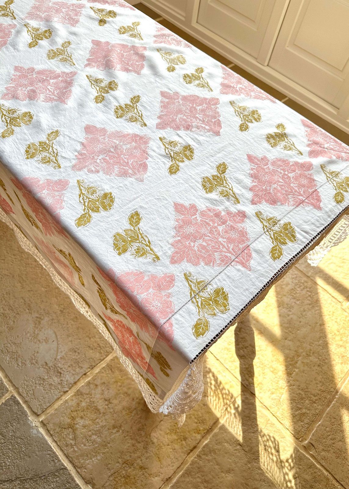 photo furniture Wild Rose With Lace  Reworked Tablecloth