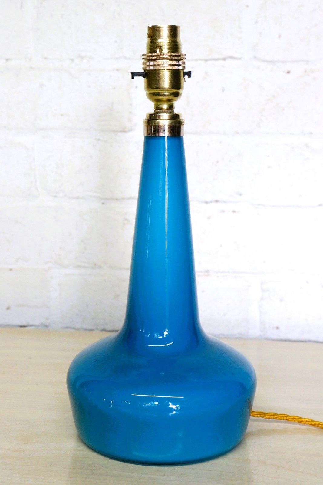 Table Lamp Original Holmegaard 1960's Danish Glass Blue Lamp Le Klint Era photo for sale