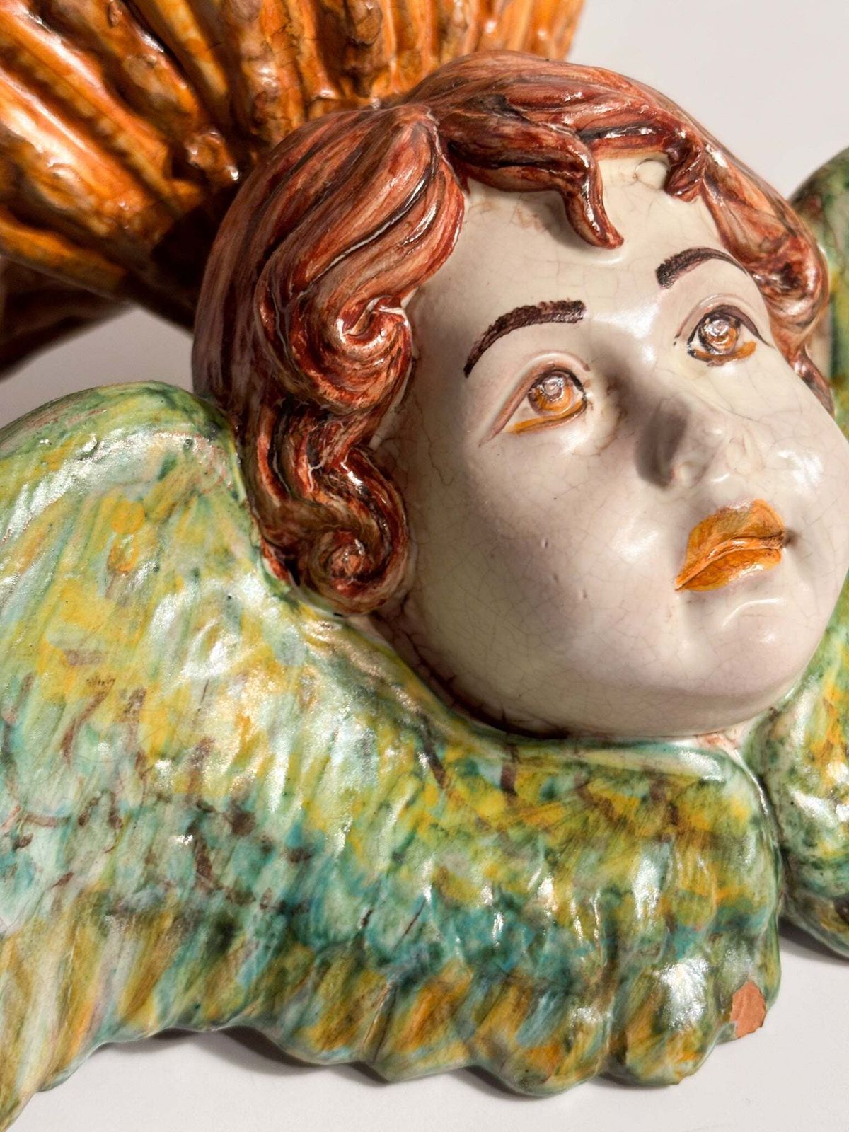 Italian Ceramic Wall Vase With Angel Early Twentieth Century photo Home Decor