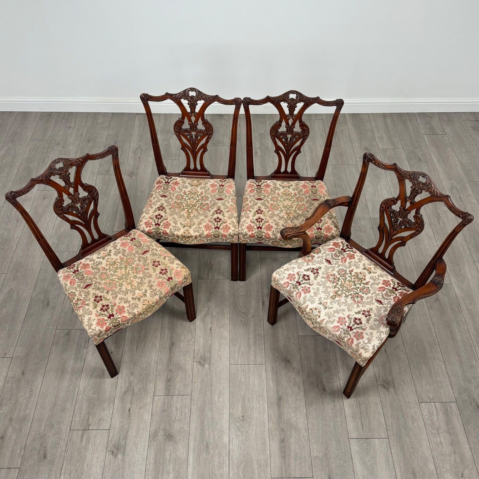 photo for sale Antique 20th Century Set Of 8 Chippendale Style Dining Chairs