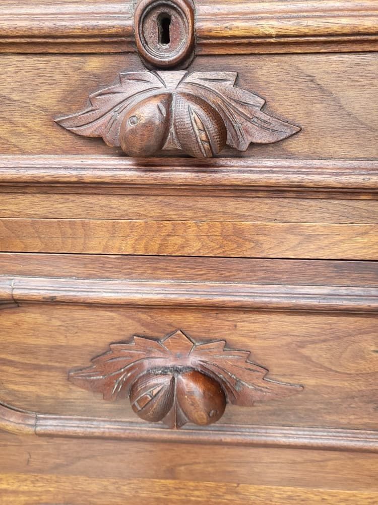 Antique 2 Over 3 Chest Of Drawers Carved Fruit Handles photo furniture