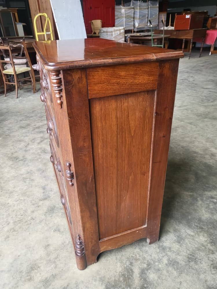Antique 2 Over 3 Chest Of Drawers Carved Fruit Handles photo vinterior