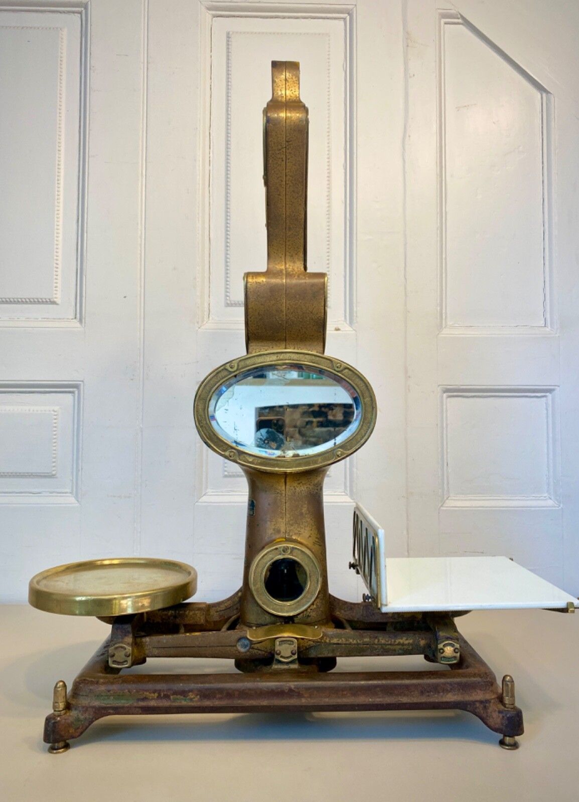 Antique Large Brass Grocers Shop Counter Scales By 'The Automatic Scale Company' photo furniture