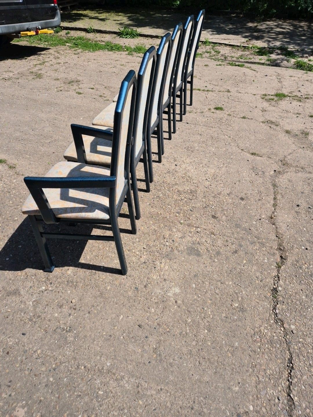 Set Of 6 (2 Carvers) Blue Marble Effect Wooden Framed Dining Chairs By Caxton photo buy