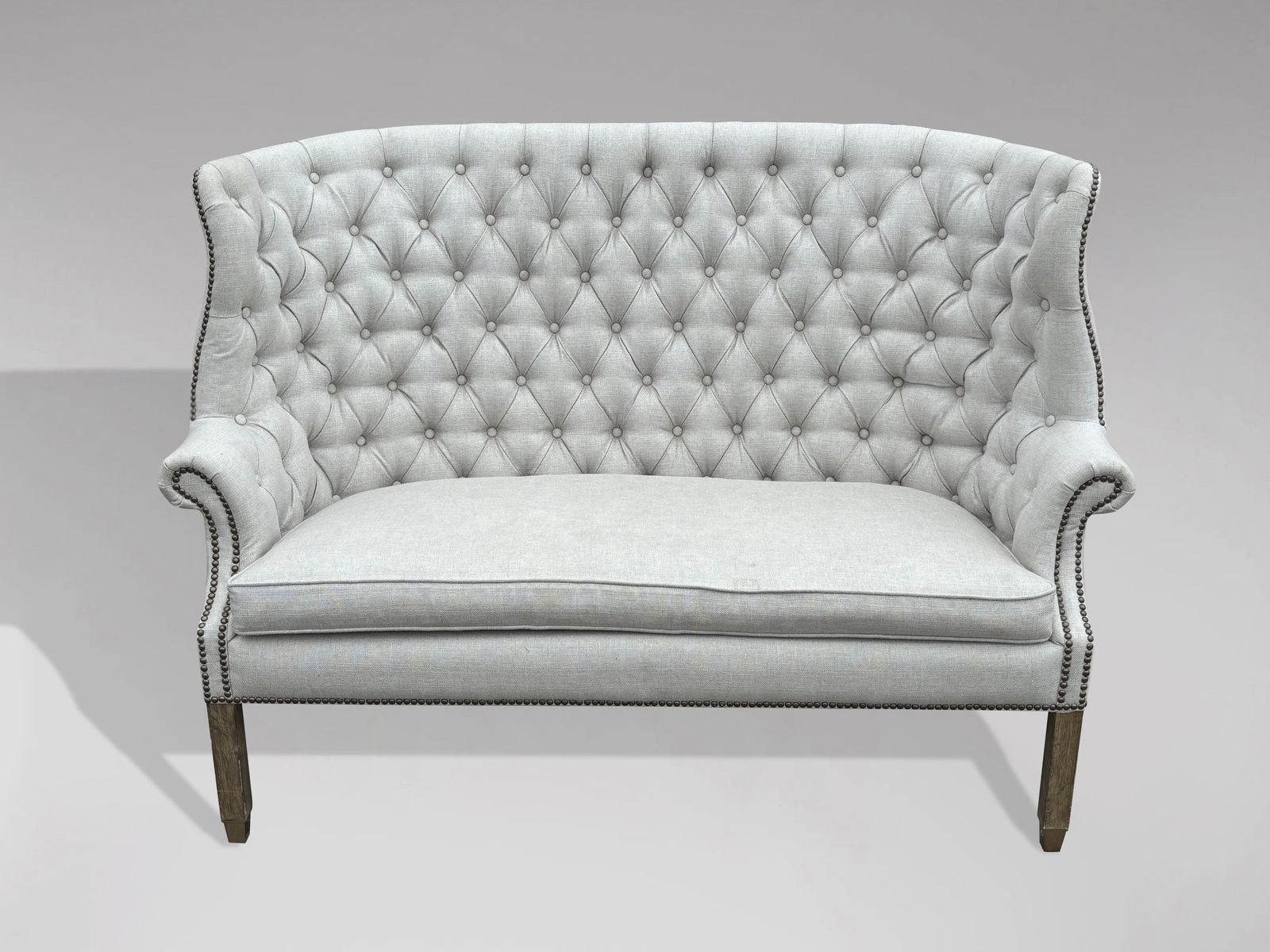 20th Century Upholstered High Wing Back 2 Seater Settee photo vintage
