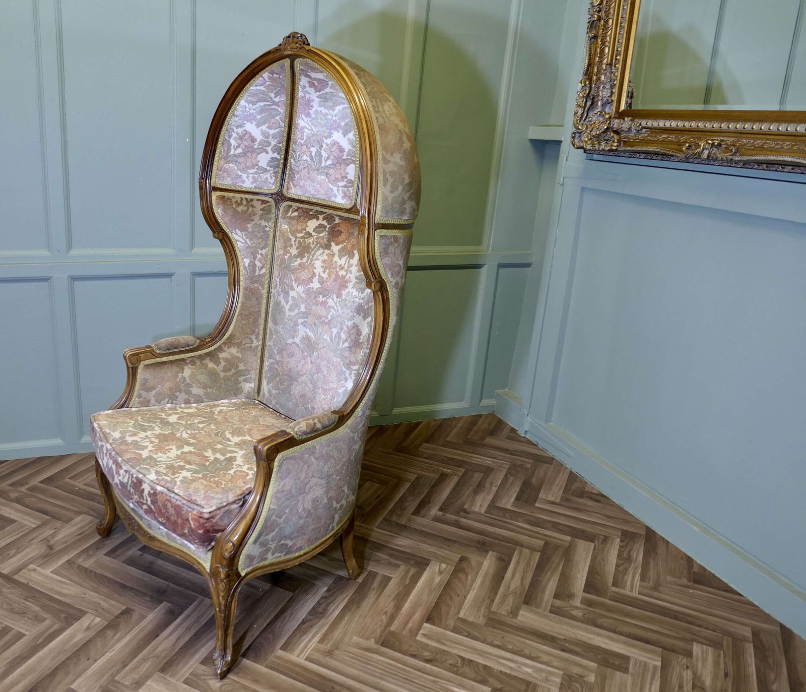 Velvet Upholstered Hall Porters Or Boudoir Chair photo for sale