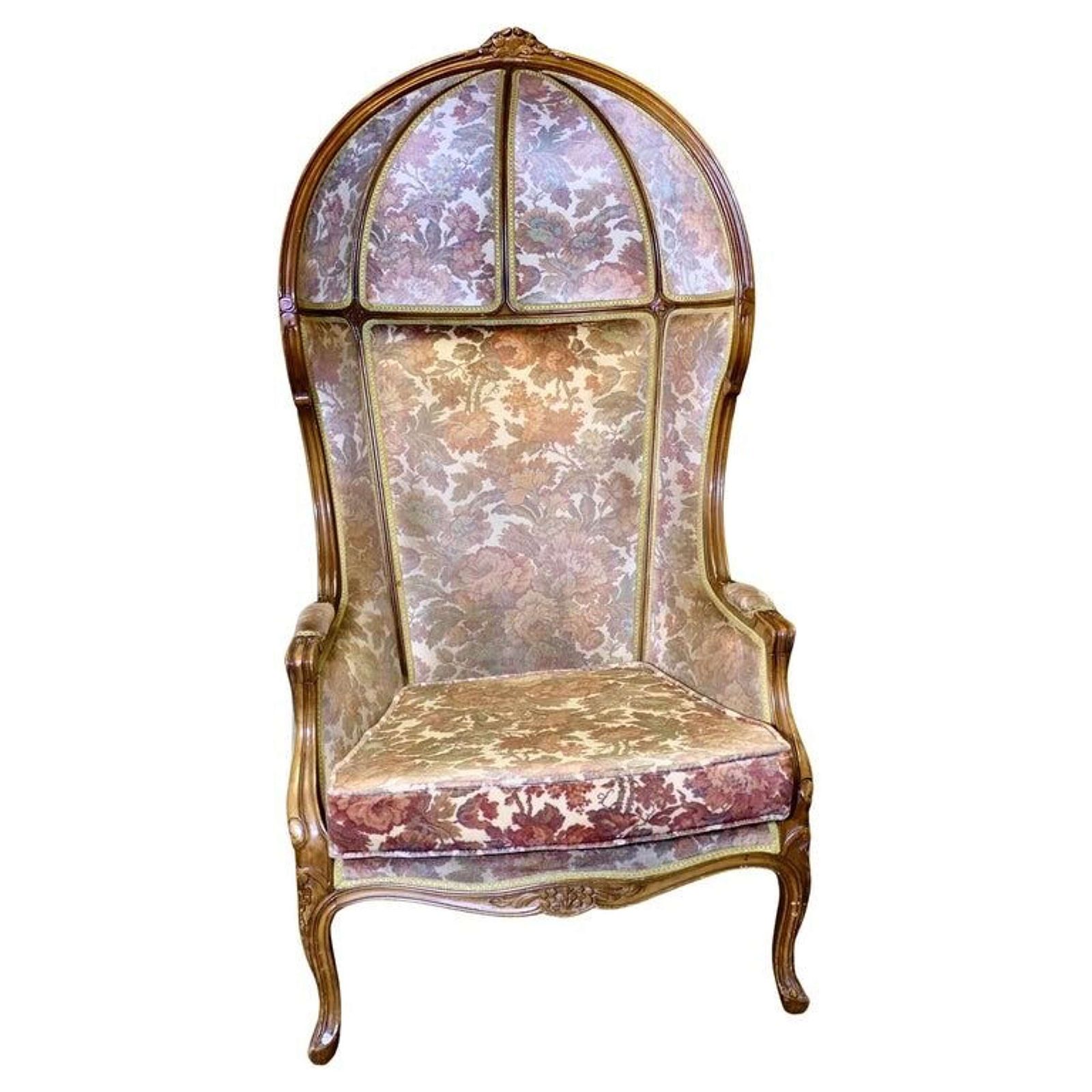 Velvet Upholstered Hall Porters Or Boudoir Chair photo vintage