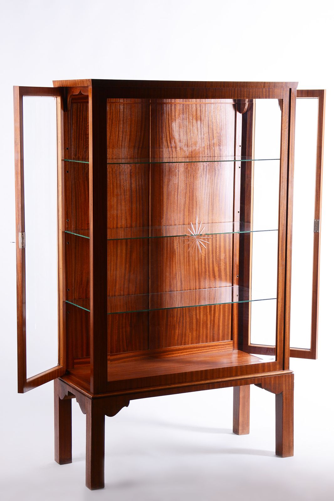 Restored Art Deco Display Cabinet, Mahogany And Glass, Polished, Czech, 1930s photo 1700.0