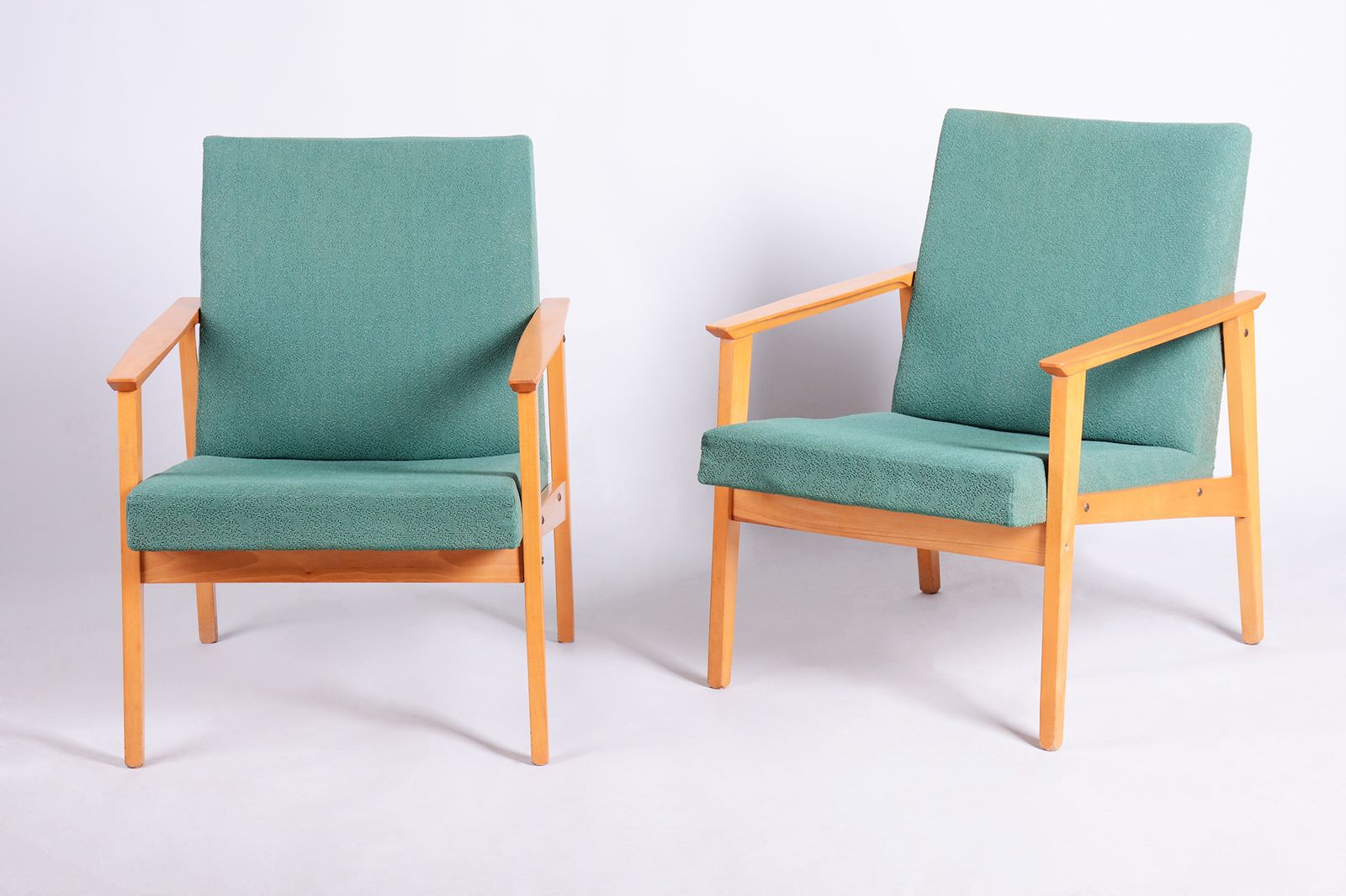 Pair Of Restored Mid Century Armchairs, By Jitona Soběslav, Beech, Czech. 1960s