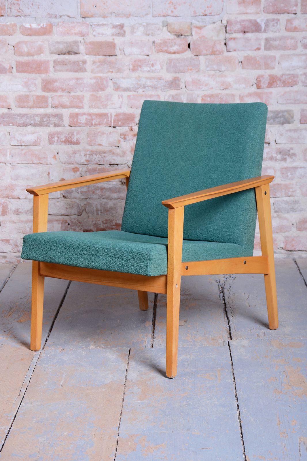 450.0 Pair Of Restored Mid Century Armchairs, By Jitona Soběslav, Beech, Czech. 1960s photo