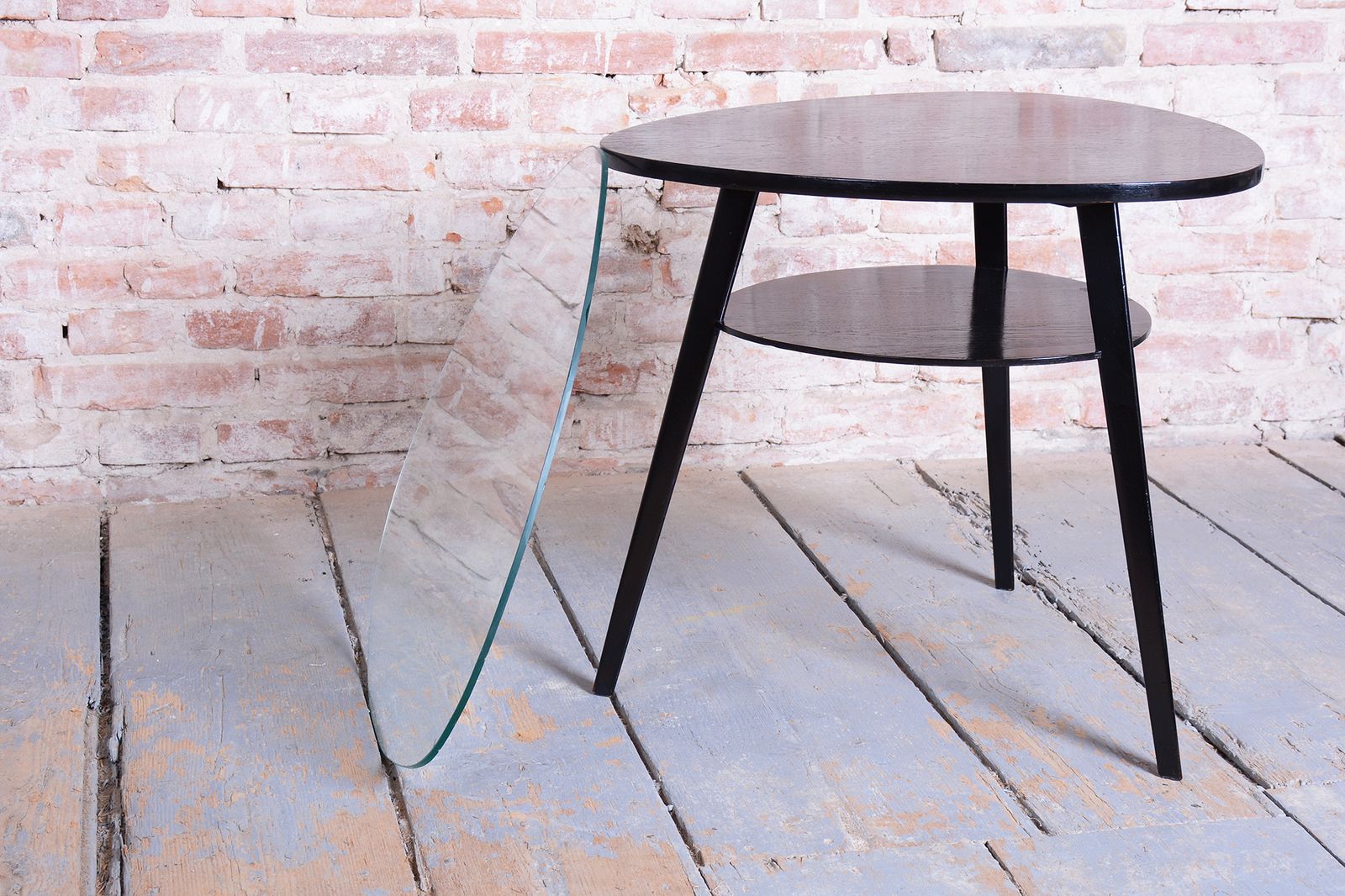 photo for sale Restored Mid  Century Coffee Table, Beech, Oak, Glass, Polish, Czech, 1950s
